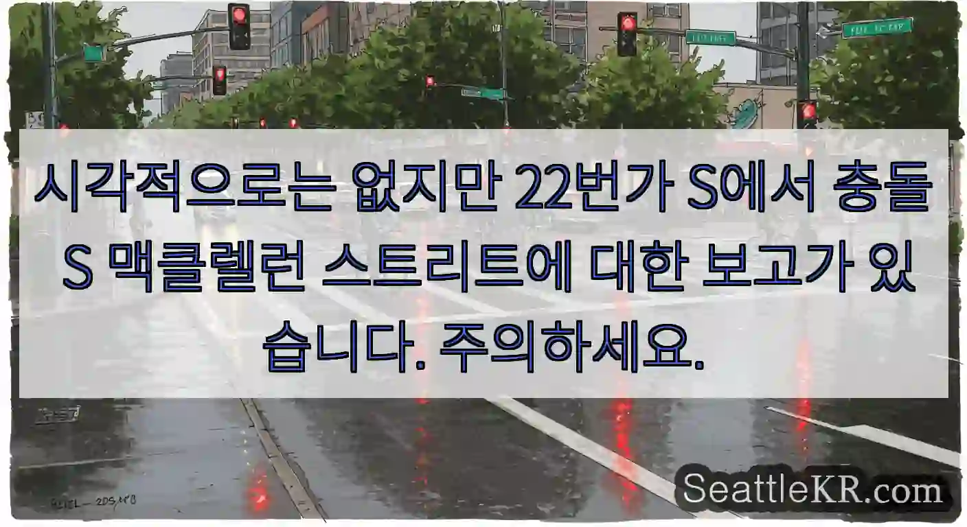 시각적으로는 없지만 22번가 S에서 충돌 S 맥클렐런 스트리트에 대한 보고가 있습니다.