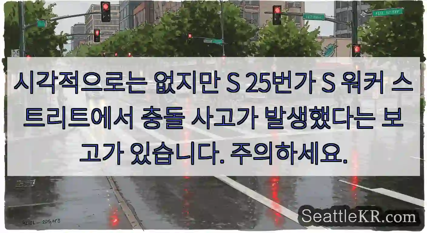 시각적으로는 없지만 S 25번가 S 워커 스트리트에서 충돌 사고가 발생했다는 보고가