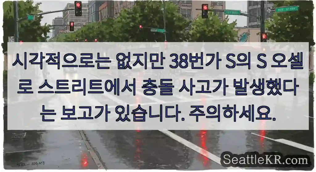 시각적으로는 없지만 38번가 S의 S 오셀로 스트리트에서 충돌 사고가 발생했다는 보고가
