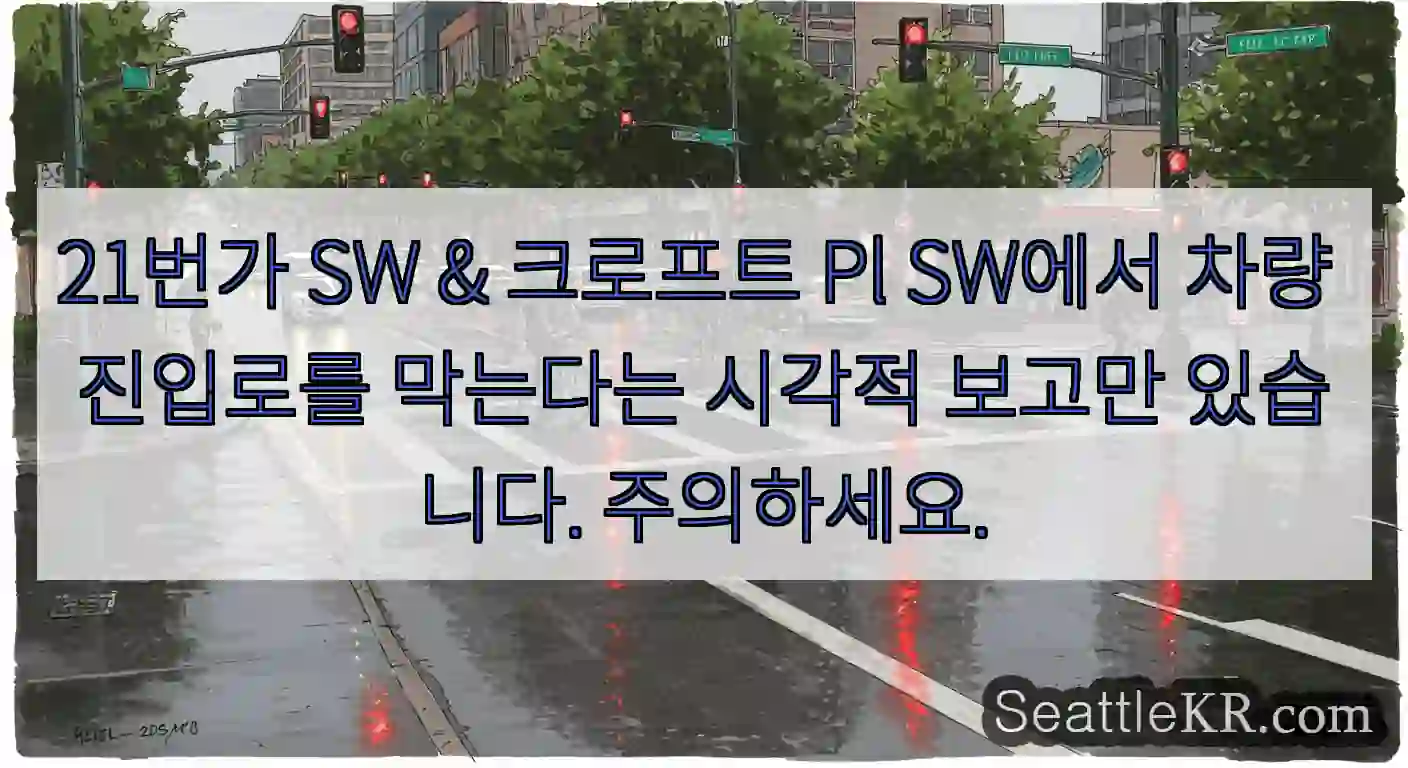 21번가 SW & 크로프트 Pl SW에서 차량 진입로를 막는다는 시각적 보고만 있습니다.
