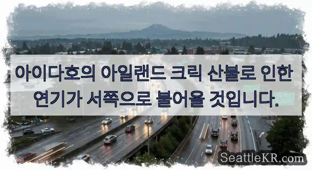 아이다호의 아일랜드 크릭 산불로 인한 연기가 서쪽으로 불어올 것입니다.