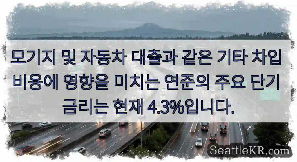 모기지 및 자동차 대출과 같은 기타 차입 비용에 영향을 미치는 연준의 주요 단기 금리는
