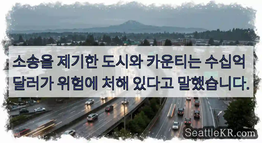 소송을 제기한 도시와 카운티는 수십억 달러가 위험에 처해 있다고 말했습니다.