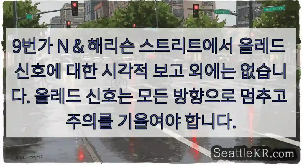 9번가 N & 해리슨 스트리트에서 올레드 신호에 대한 시각적 보고 외에는 없습니다.