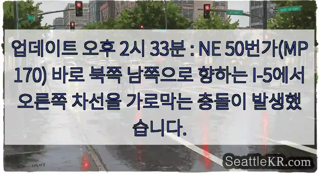업데이트 오후 2시 33분 : NE 50번가(MP 170) 바로 북쪽 남쪽으로 향하는