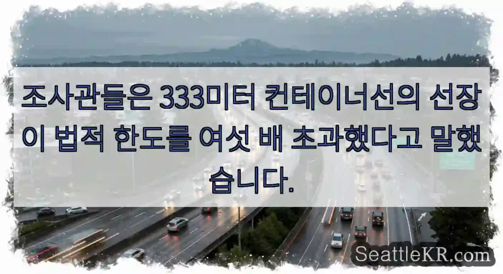 조사관들은 333미터 컨테이너선의 선장이 법적 한도를 여섯 배 초과했다고 말했습니다.