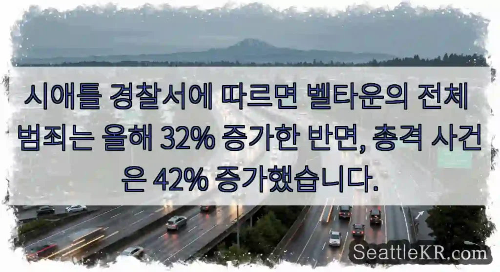 시애틀 경찰서에 따르면 벨타운의 전체 범죄는 올해 32% 증가한 반면, 총격 사건은