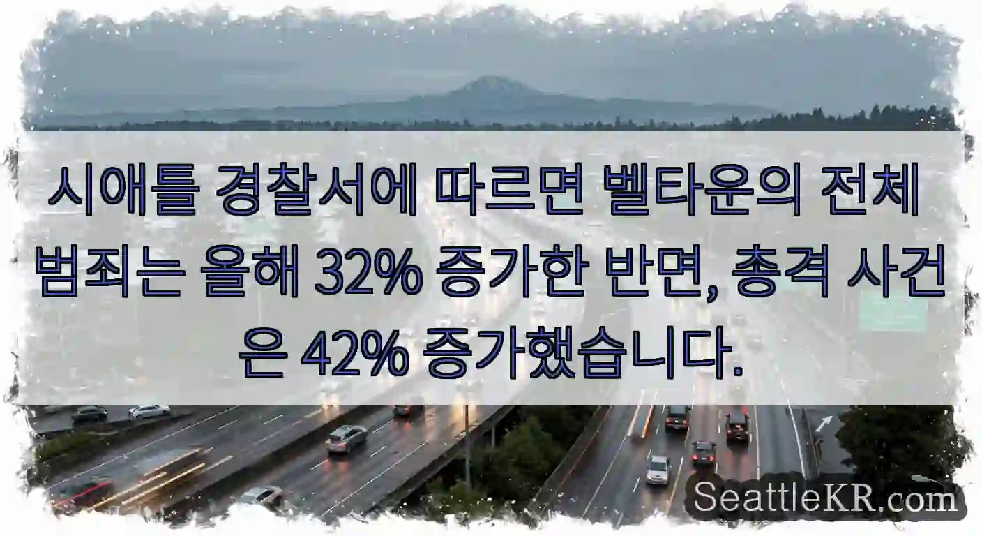 시애틀 경찰서에 따르면 벨타운의 전체 범죄는 올해 32% 증가한 반면, 총격 사건은