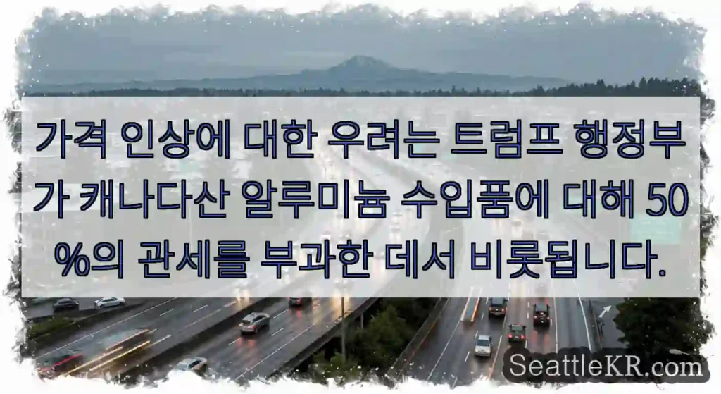 가격 인상에 대한 우려는 트럼프 행정부가 캐나다산 알루미늄 수입품에 대해 50%의 관세를