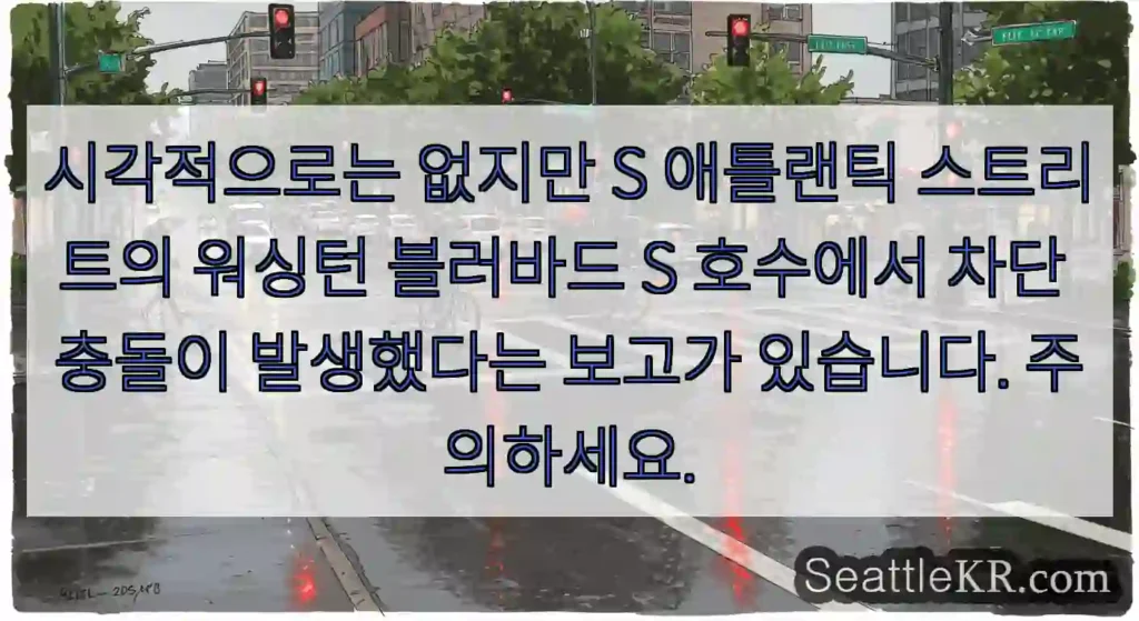 시각적으로는 없지만 S 애틀랜틱 스트리트의 워싱턴 블러바드 S 호수에서 차단 충돌이