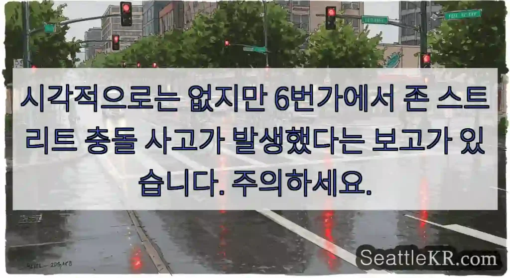 시각적으로는 없지만 6번가에서 존 스트리트 충돌 사고가 발생했다는 보고가 있습니다.