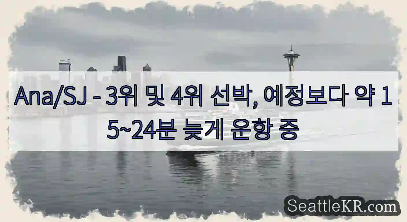 Ana/SJ - 3위 및 4위 선박, 예정보다 약 15~24분 늦게 운항 중