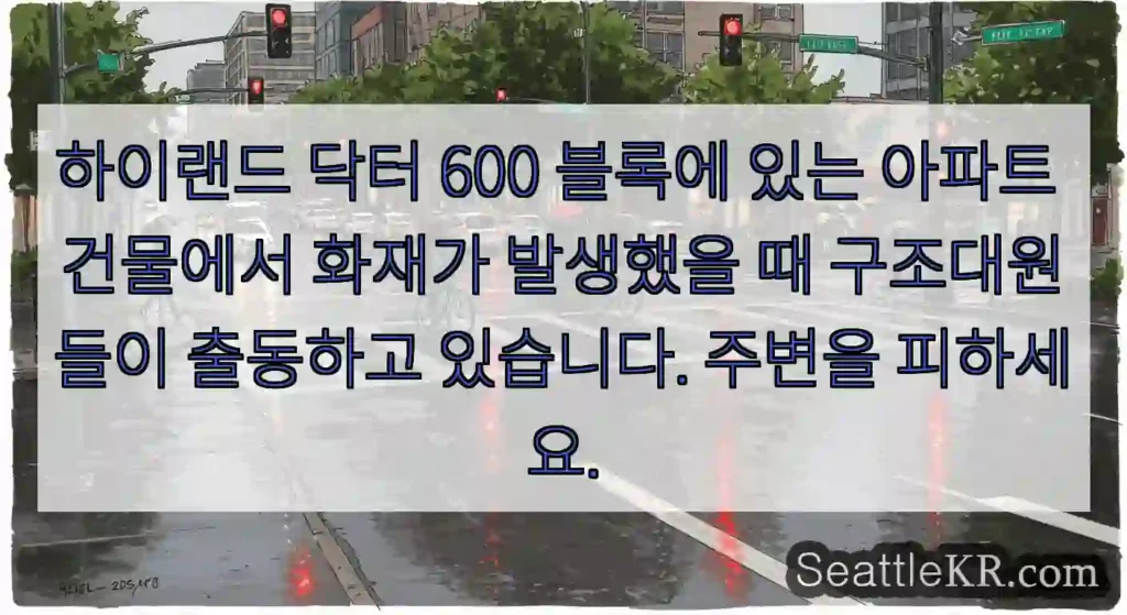 하이랜드 닥터 600 블록에 있는 아파트 건물에서 화재가 발생했을 때 구조대원들이