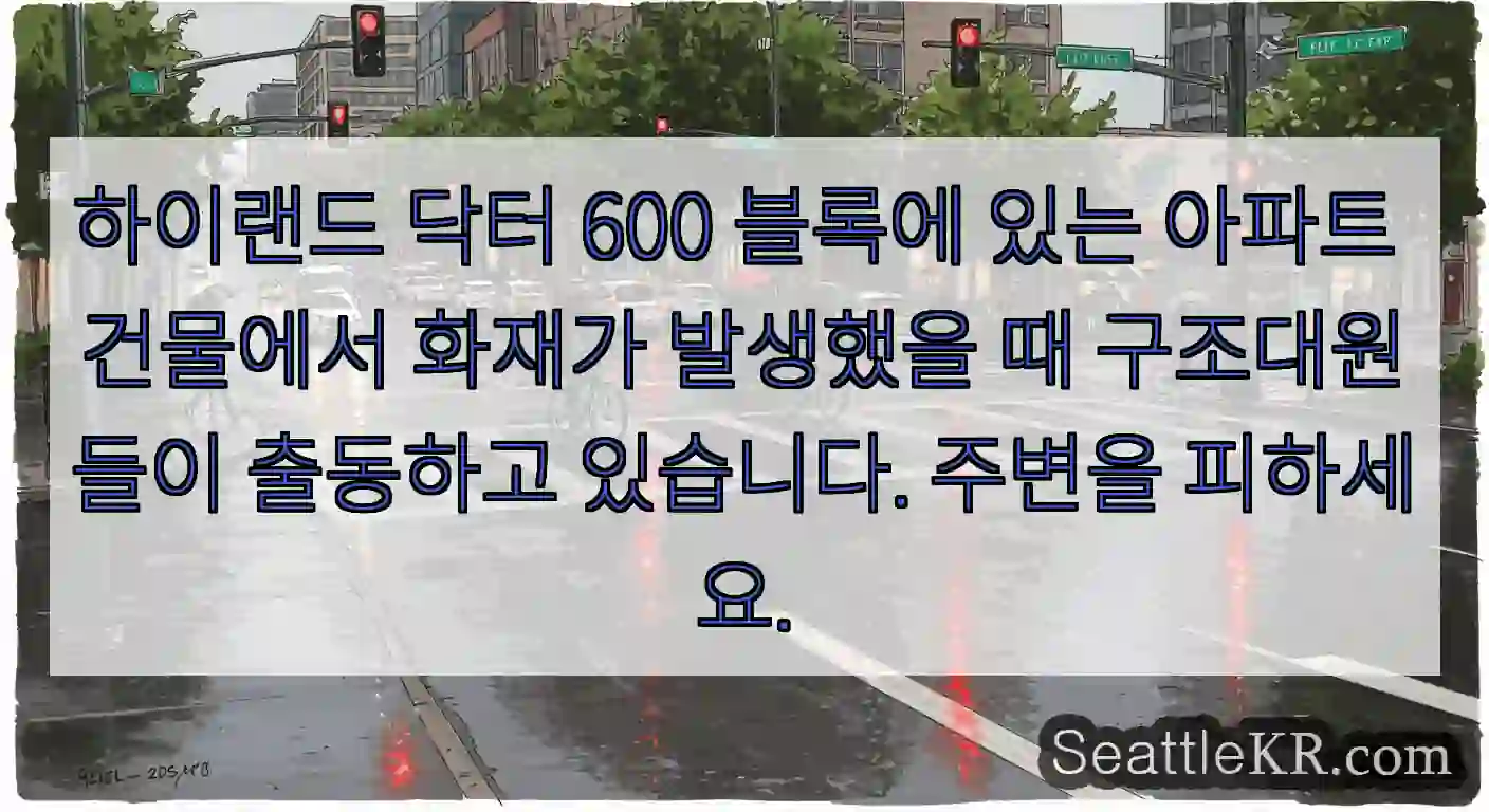 하이랜드 닥터 600 블록에 있는 아파트 건물에서 화재가 발생했을 때 구조대원들이