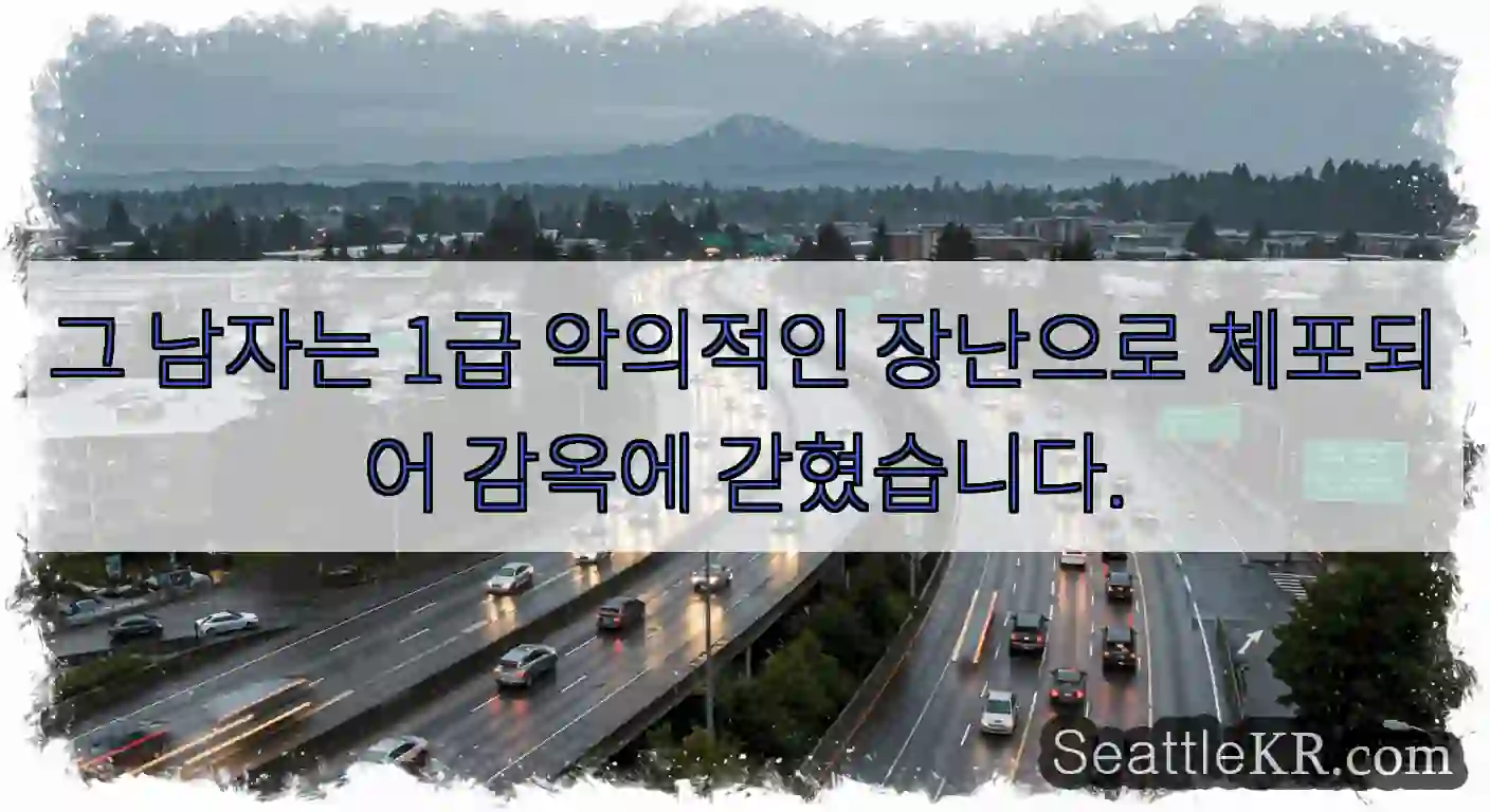 그 남자는 1급 악의적인 장난으로 체포되어 감옥에 갇혔습니다.
