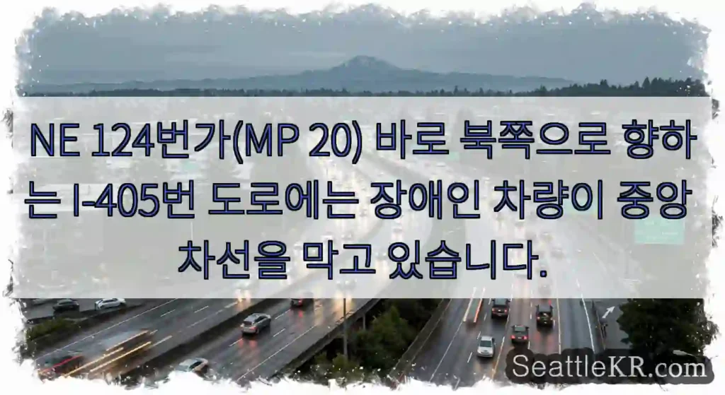 NE 124번가(MP 20) 바로 북쪽으로 향하는 I-405번 도로에는 장애인 차량이