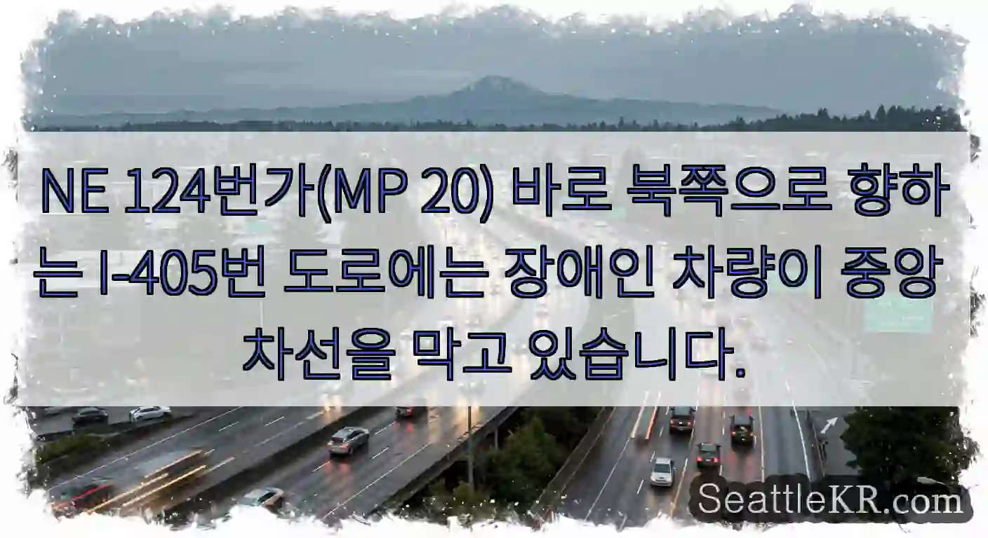 NE 124번가(MP 20) 바로 북쪽으로 향하는 I-405번 도로에는 장애인 차량이