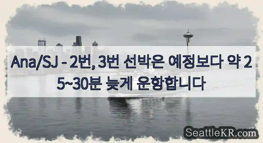 Ana/SJ - 2번, 3번 선박은 예정보다 약 25~30분 늦게 운항합니다