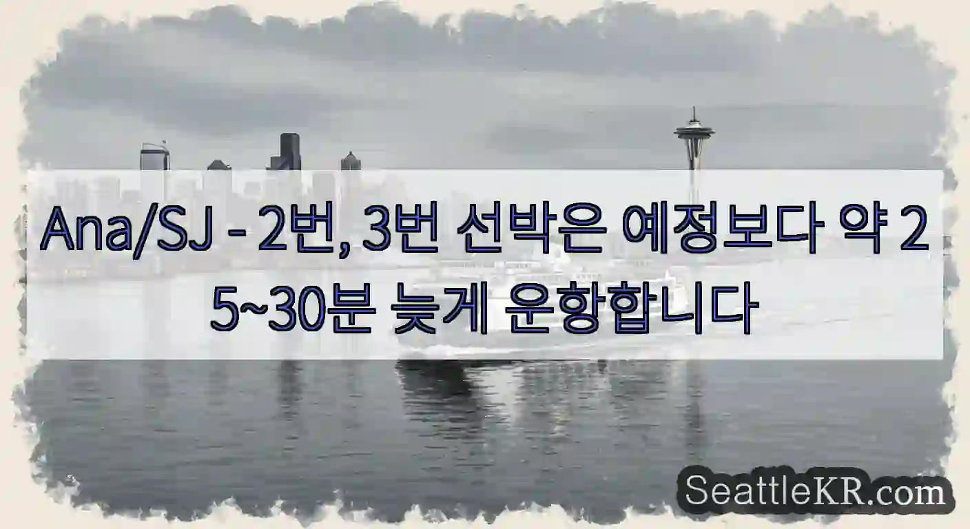 Ana/SJ - 2번, 3번 선박은 예정보다 약 25~30분 늦게 운항합니다