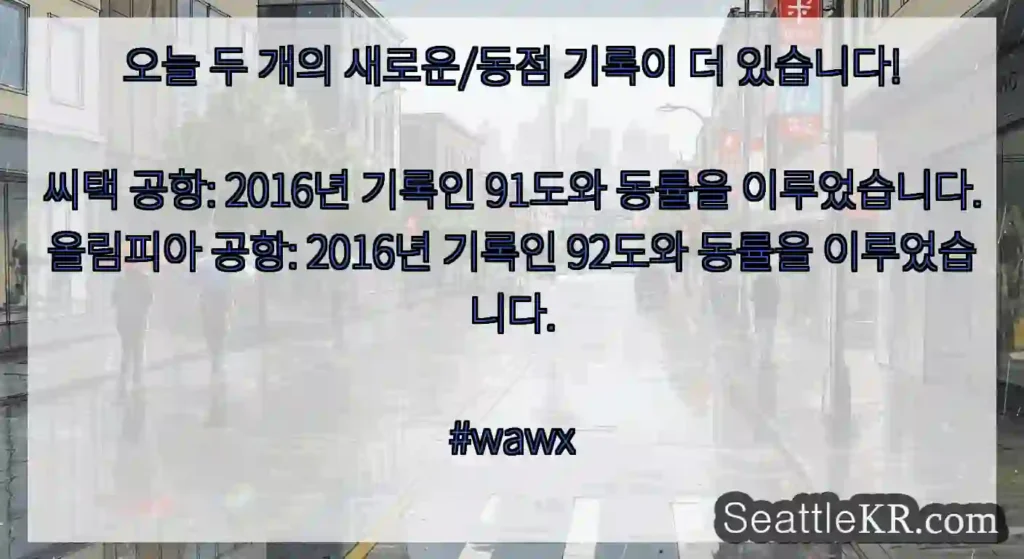 오늘 두 개의 새로운/동점 기록이 더 있습니다! 씨택 공항: 2016년 기록인 91도와
