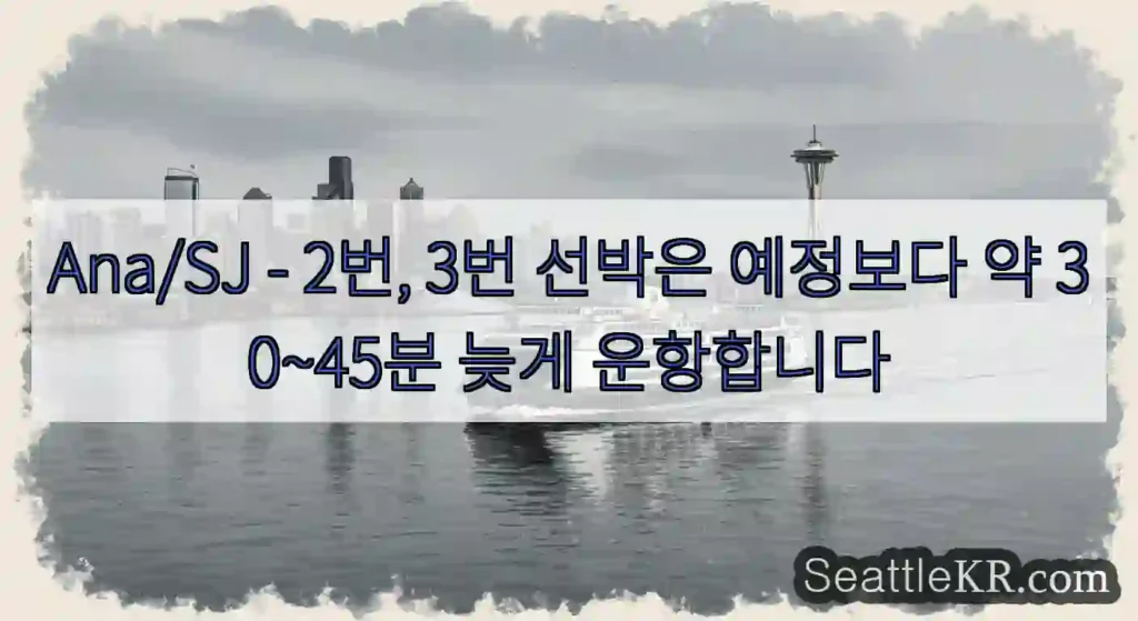 Ana/SJ - 2번, 3번 선박은 예정보다 약 30~45분 늦게 운항합니다