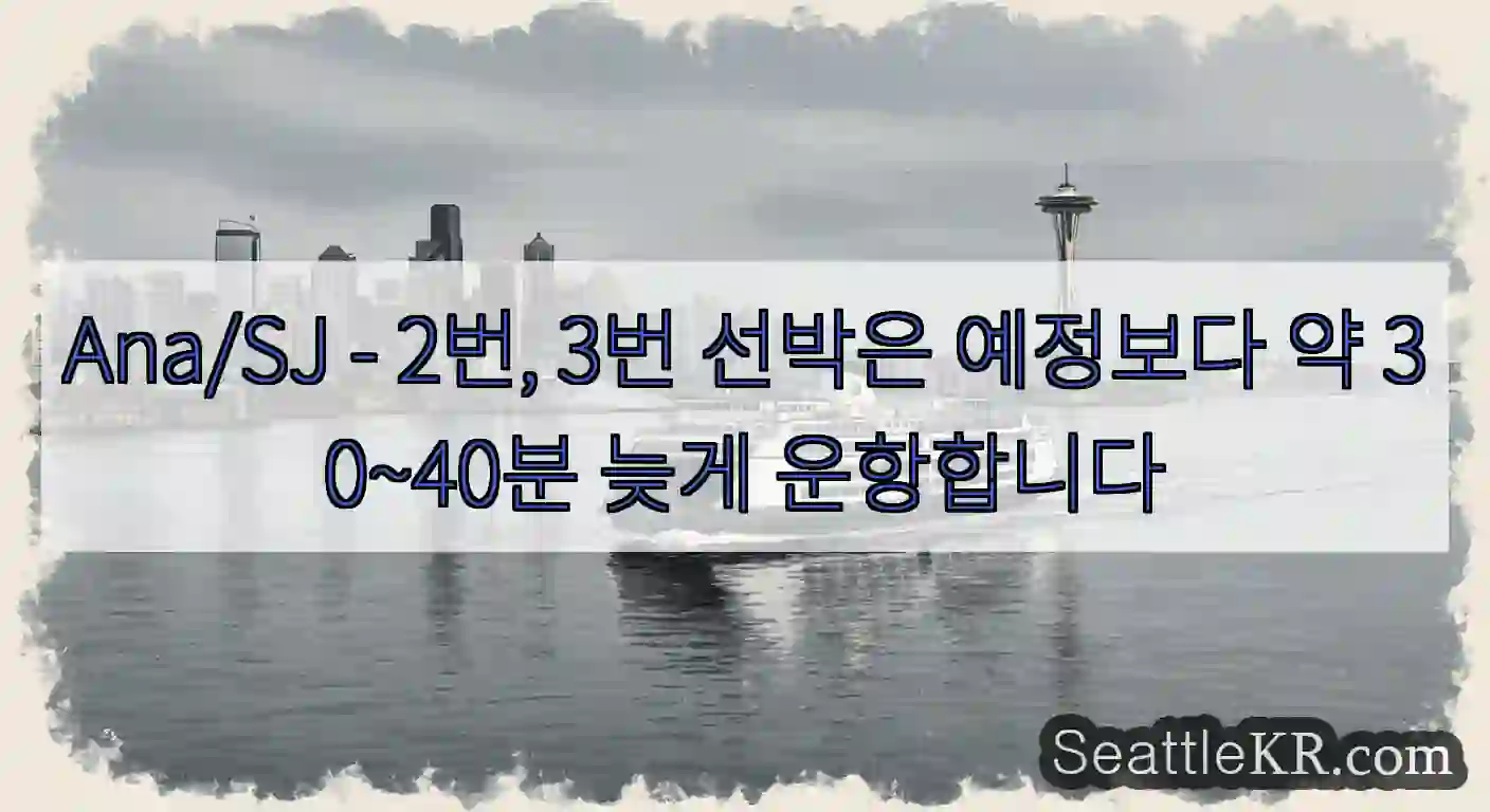 Ana/SJ - 2번, 3번 선박은 예정보다 약 30~40분 늦게 운항합니다