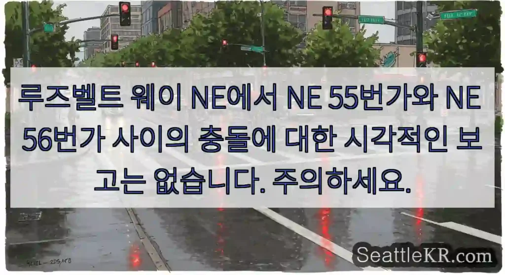 루즈벨트 웨이 NE에서 NE 55번가와 NE 56번가 사이의 충돌에 대한 시각적인 보고는