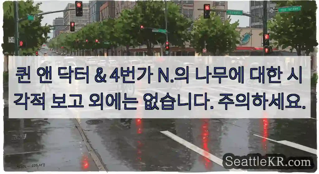 퀸 앤 닥터 & 4번가 N.의 나무에 대한 시각적 보고 외에는 없습니다. 주의하세요.