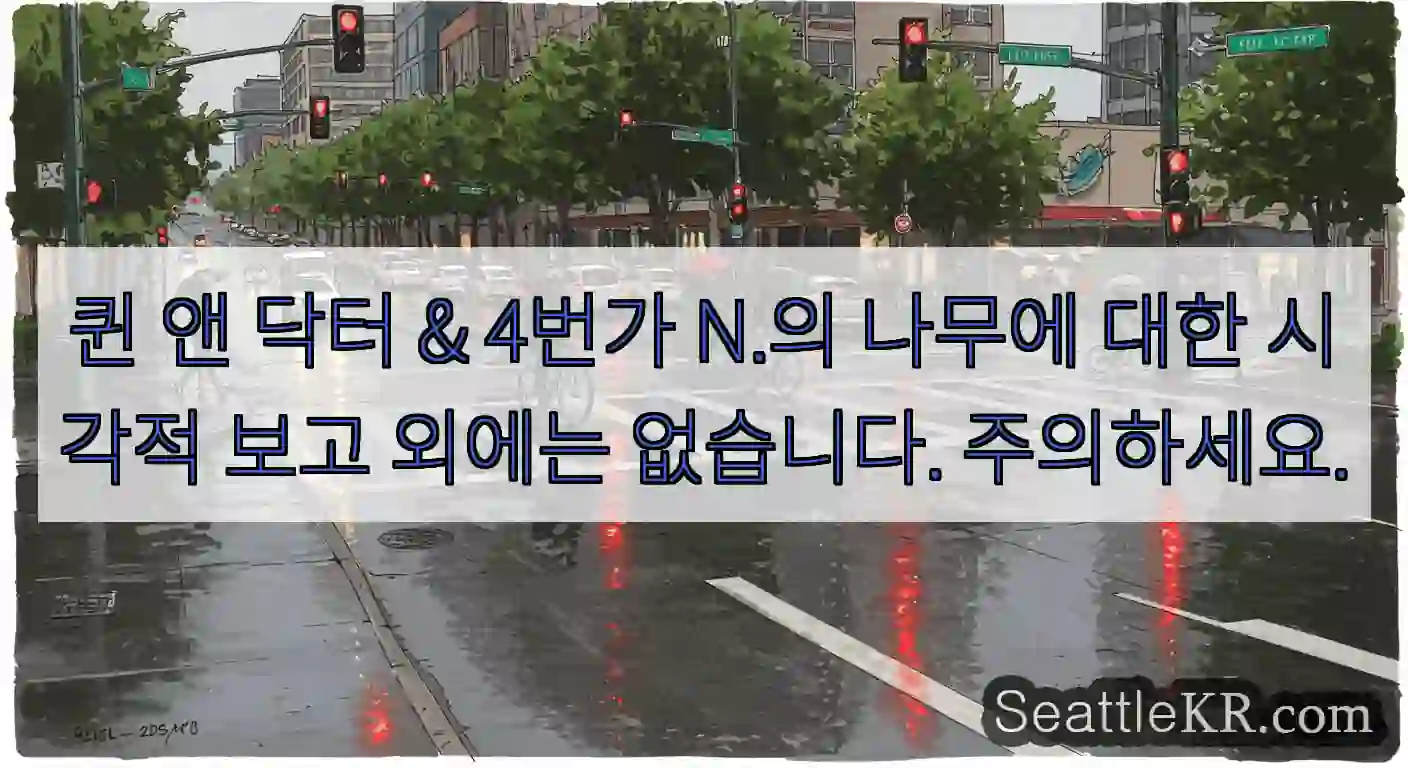 퀸 앤 닥터 & 4번가 N.의 나무에 대한 시각적 보고 외에는 없습니다. 주의하세요.