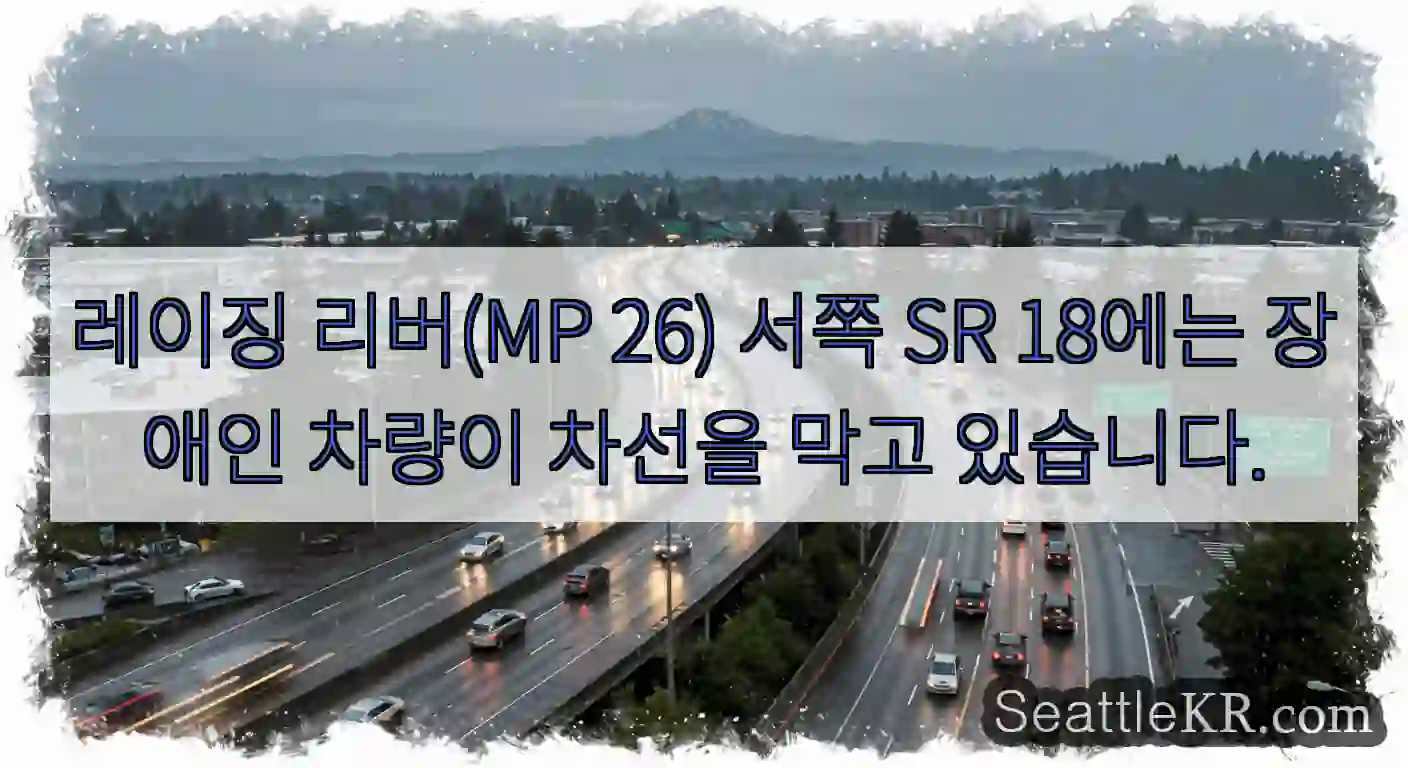 레이징 리버(MP 26) 서쪽 SR 18에는 장애인 차량이 차선을 막고 있습니다.