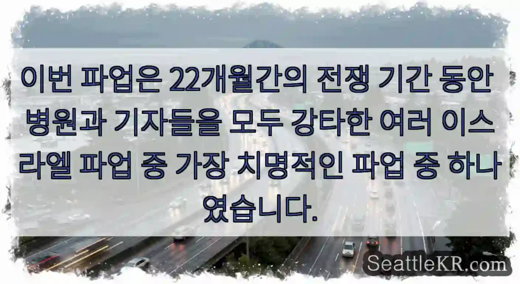 이번 파업은 22개월간의 전쟁 기간 동안 병원과 기자들을 모두 강타한 여러 이스라엘 파업