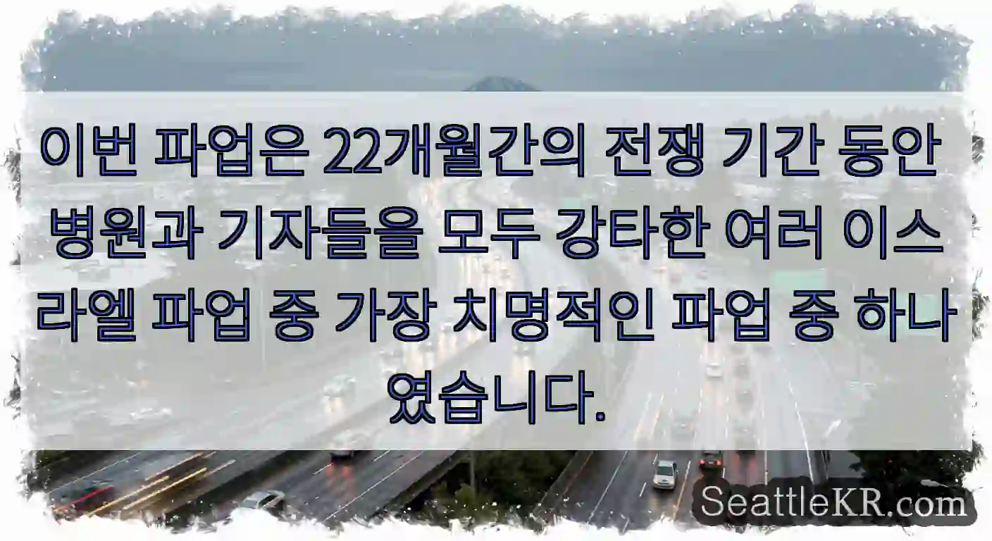 이번 파업은 22개월간의 전쟁 기간 동안 병원과 기자들을 모두 강타한 여러 이스라엘 파업