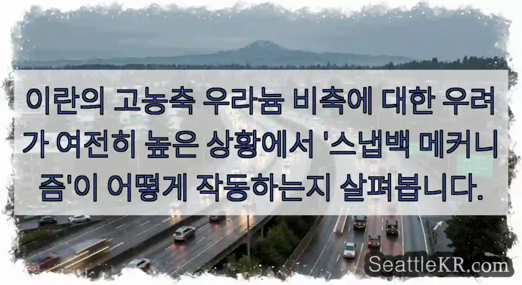 이란의 고농축 우라늄 비축에 대한 우려가 여전히 높은 상황에서 '스냅백 메커니즘'이