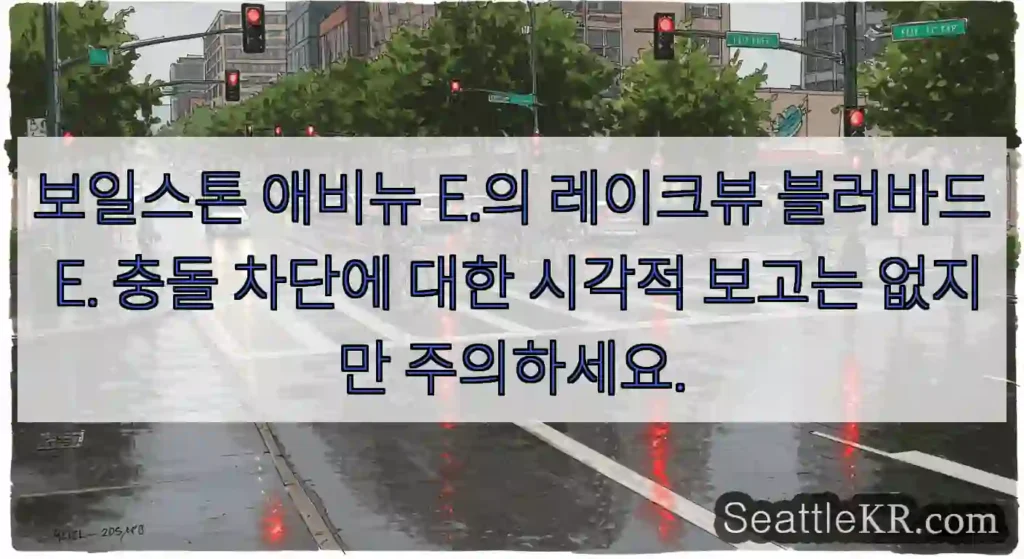 보일스톤 애비뉴 E.의 레이크뷰 블러바드 E. 충돌 차단에 대한 시각적 보고는 없지만