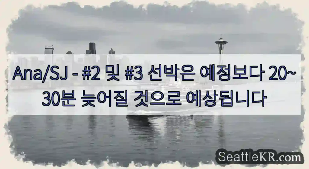 Ana/SJ - #2 및 #3 선박은 예정보다 20~30분 늦어질 것으로 예상됩니다
