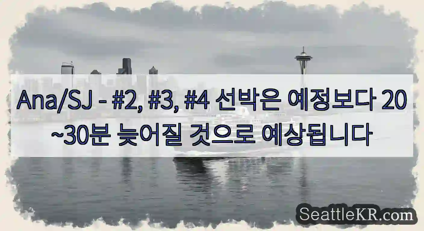 Ana/SJ - #2, #3, #4 선박은 예정보다 20~30분 늦어질 것으로 예상됩니다