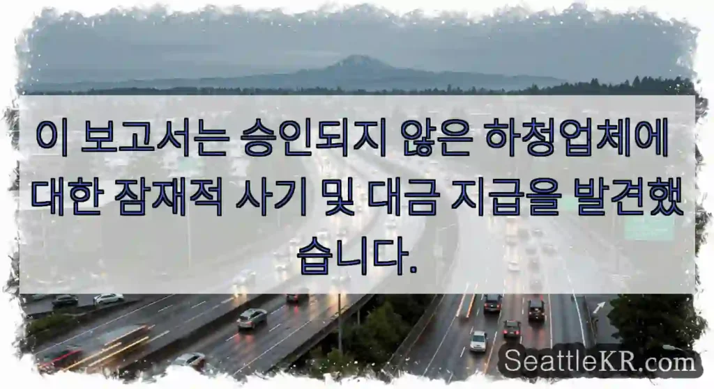 이 보고서는 승인되지 않은 하청업체에 대한 잠재적 사기 및 대금 지급을 발견했습니다.