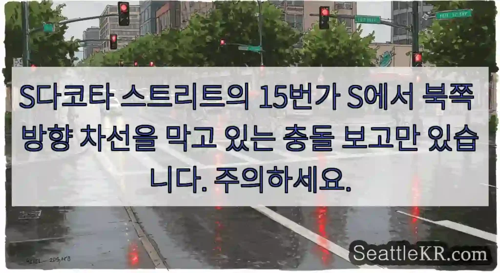 S다코타 스트리트의 15번가 S에서 북쪽 방향 차선을 막고 있는 충돌 보고만 있습니다.