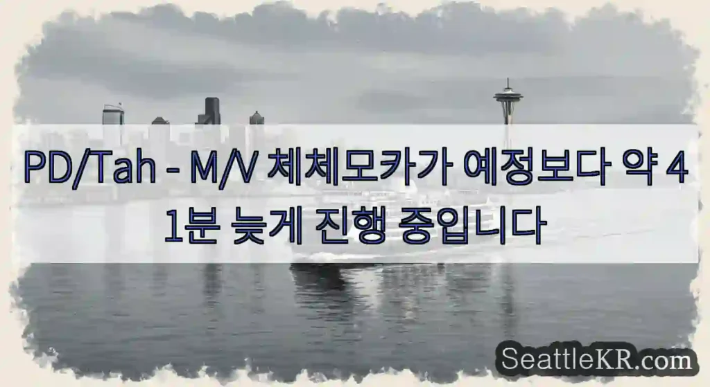 PD/Tah - M/V 체체모카가 예정보다 약 41분 늦게 진행 중입니다