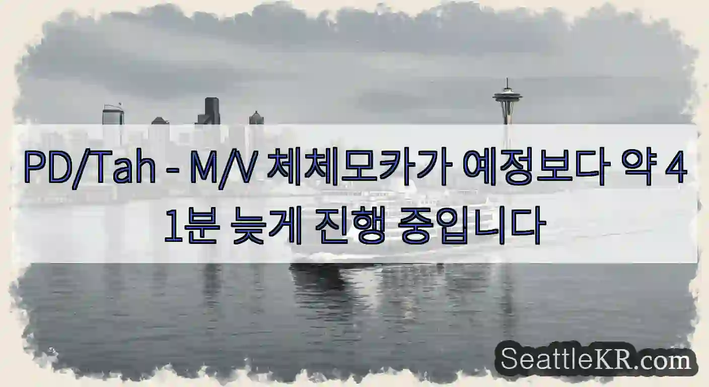 PD/Tah - M/V 체체모카가 예정보다 약 41분 늦게 진행 중입니다