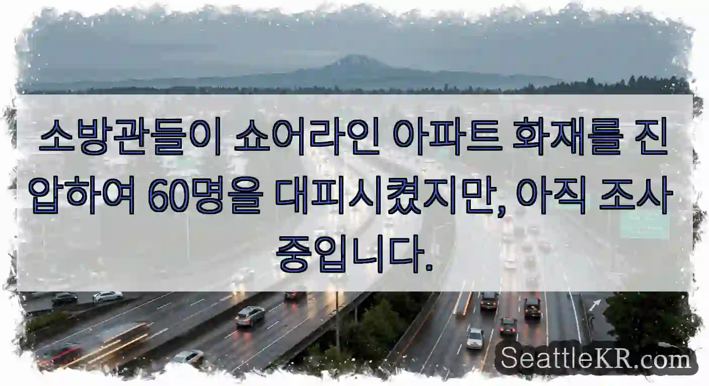 소방관들이 쇼어라인 아파트 화재를 진압하여 60명을 대피시켰지만, 아직 조사 중입니다.