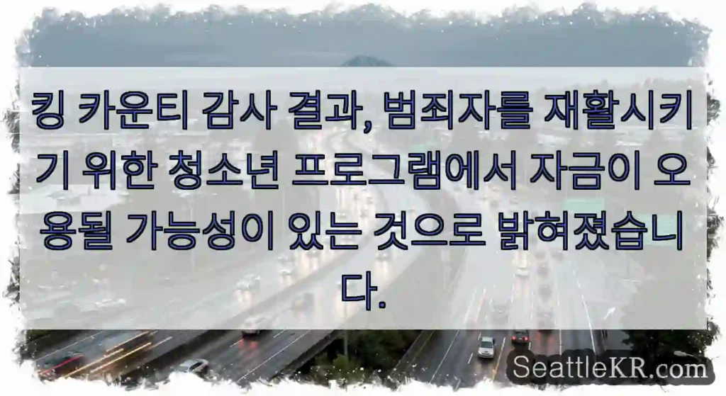 킹 카운티 감사 결과, 범죄자를 재활시키기 위한 청소년 프로그램에서 자금이 오용될