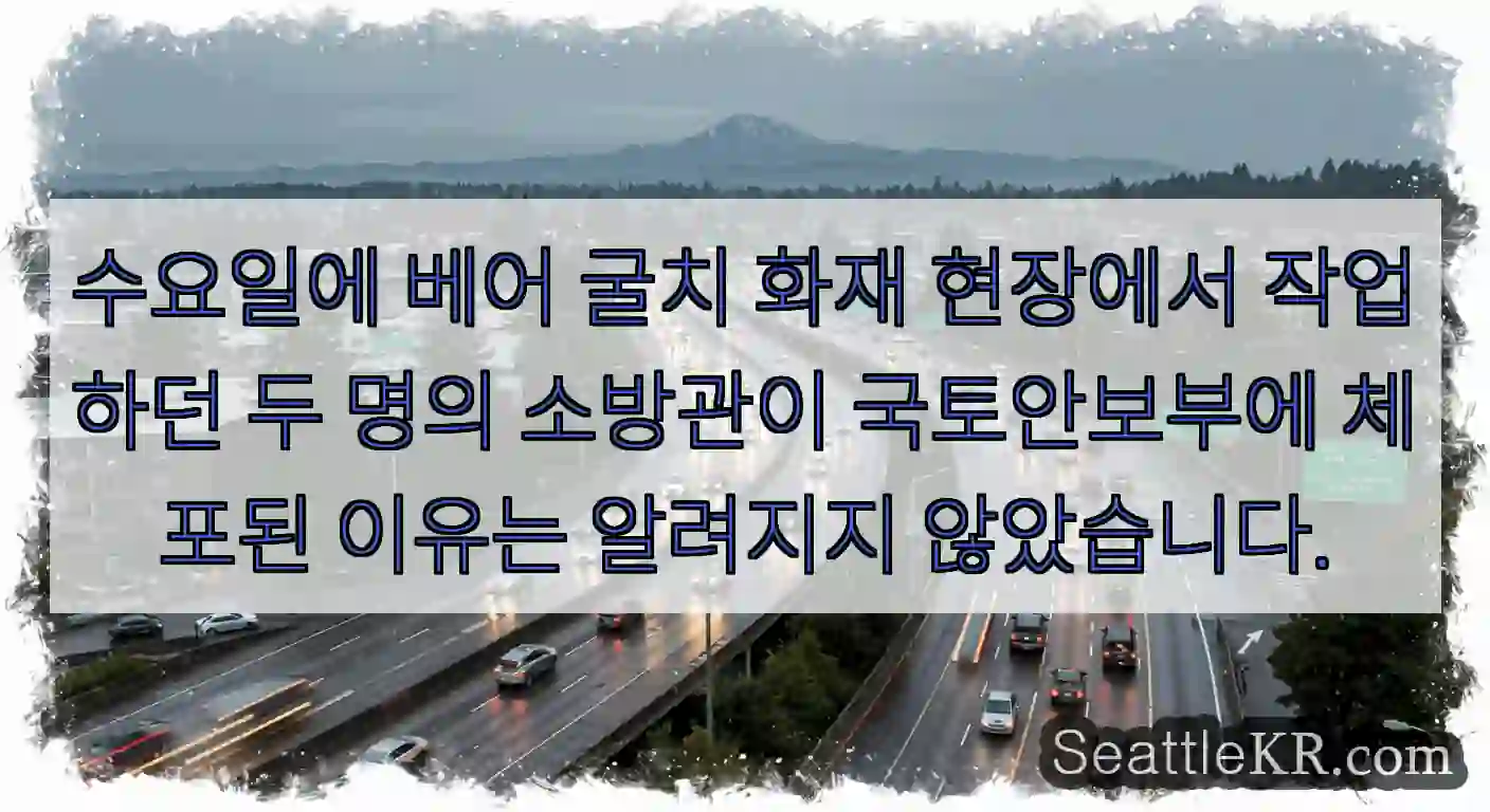 수요일에 베어 굴치 화재 현장에서 작업하던 두 명의 소방관이 국토안보부에 체포된 이유는
