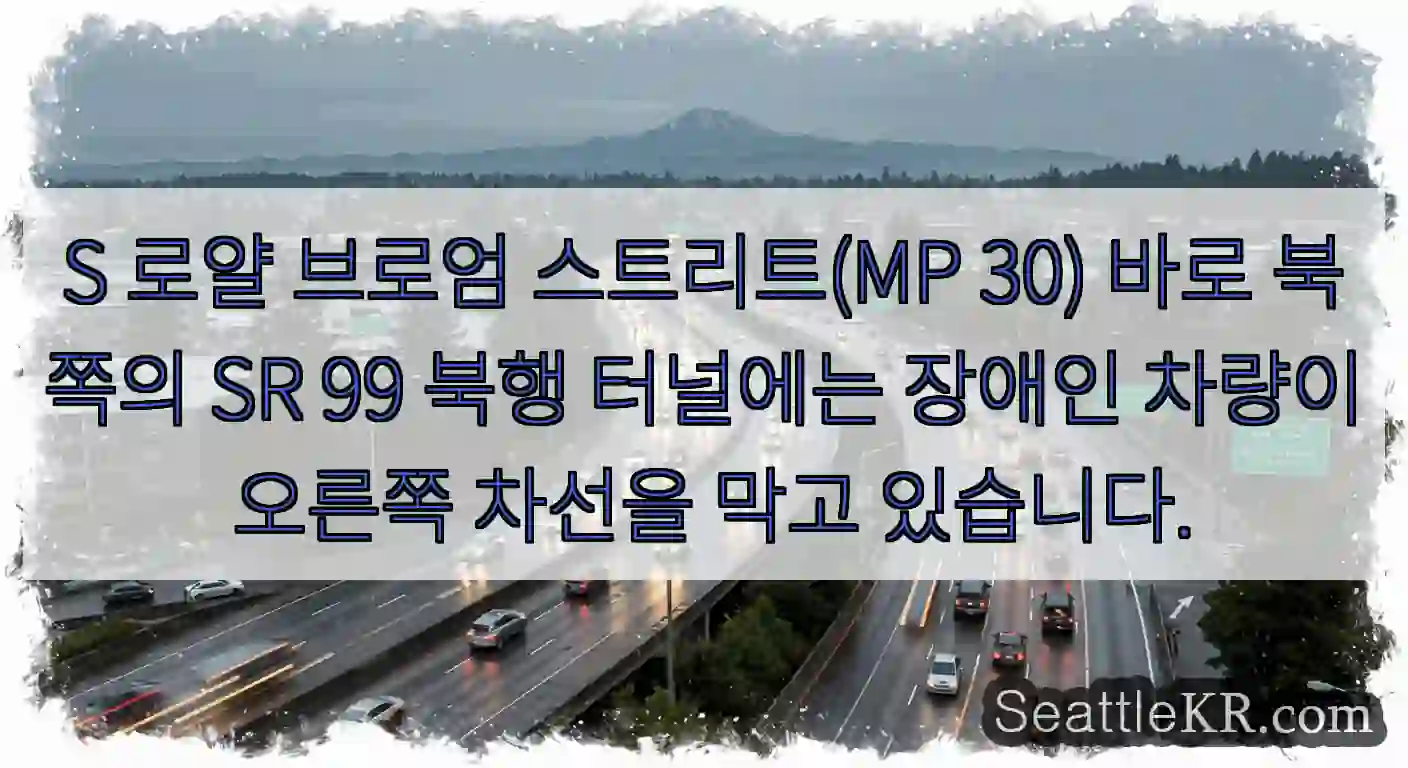 S 로얄 브로엄 스트리트(MP 30) 바로 북쪽의 SR 99 북행 터널에는 장애인 차량이