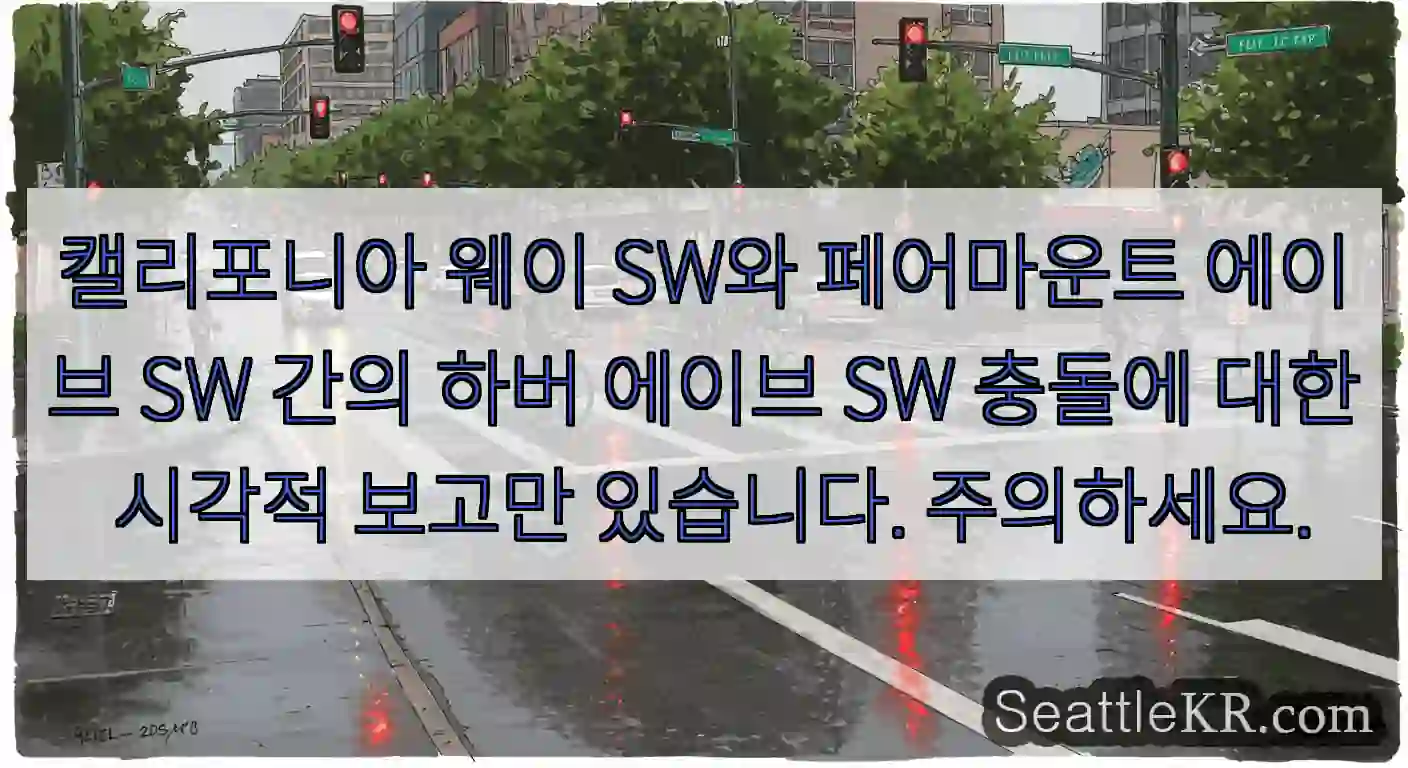 캘리포니아 웨이 SW와 페어마운트 에이브 SW 간의 하버 에이브 SW 충돌에 대한 시각적