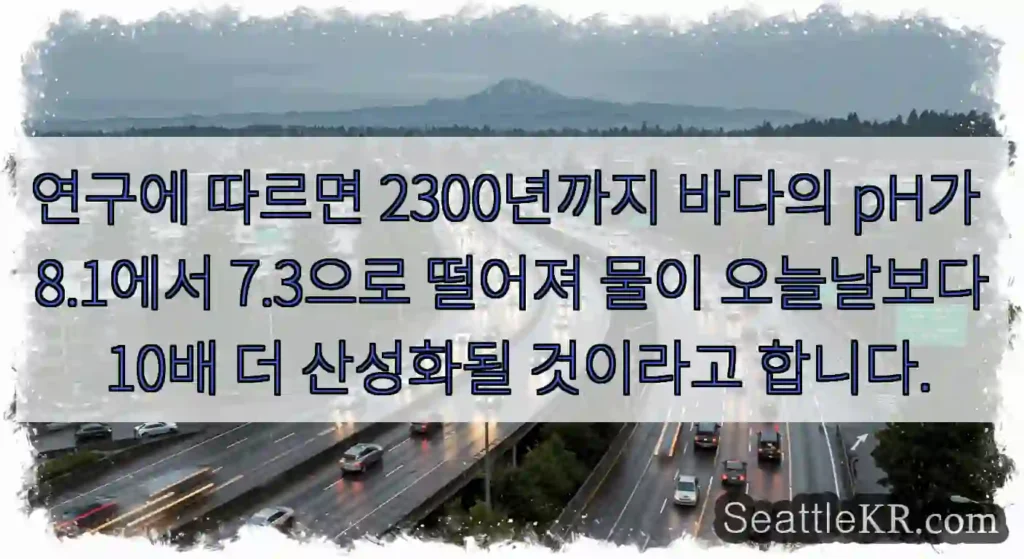 연구에 따르면 2300년까지 바다의 pH가 8.1에서 7.3으로 떨어져 물이 오늘날보다