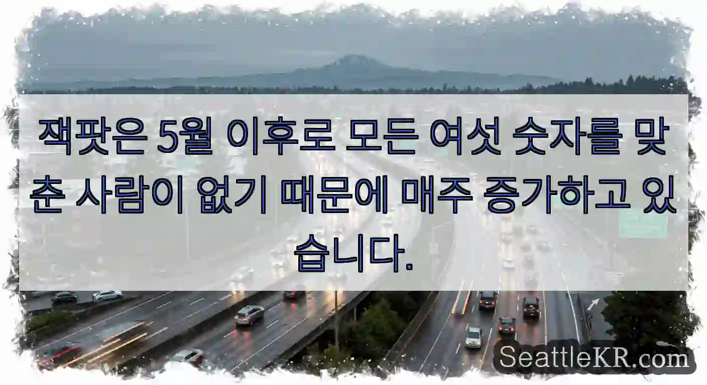 잭팟은 5월 이후로 모든 여섯 숫자를 맞춘 사람이 없기 때문에 매주 증가하고 있습니다.