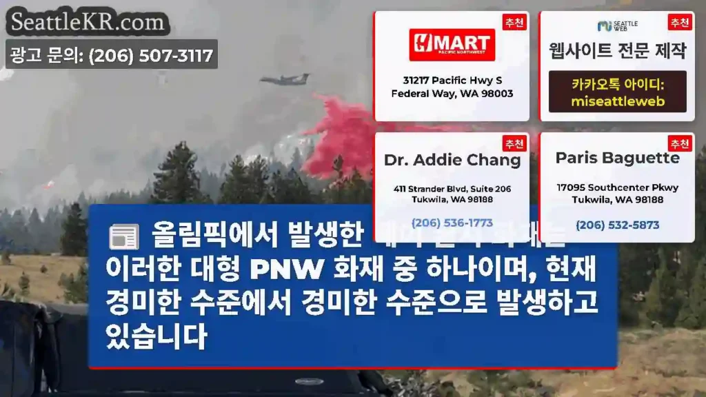 올림픽에서 발생한 베어 굴치 화재는 이러한 대형 PNW 화재 중 하나이며, 현재 경미한