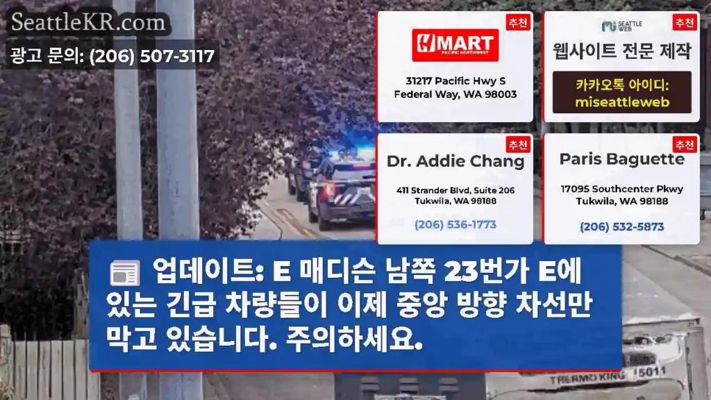 업데이트: E 매디슨 남쪽 23번가 E에 있는 긴급 차량들이 이제 중앙 방향 차선만 막고