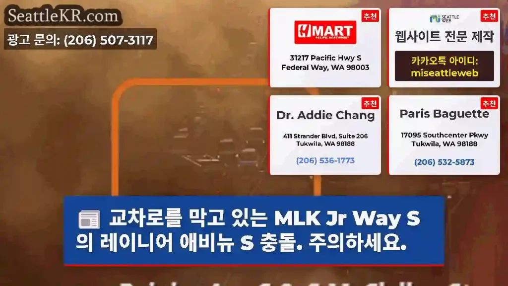 교차로를 막고 있는 MLK Jr Way S의 레이니어 애비뉴 S 충돌. 주의하세요.